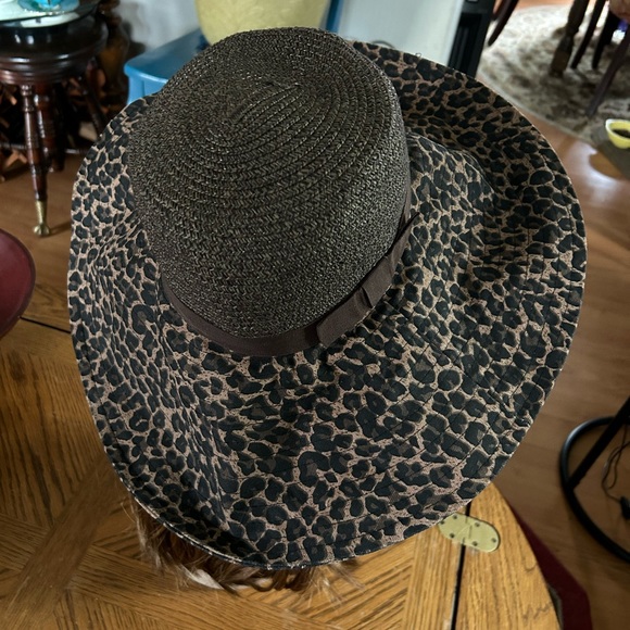 Vintage Floppy Wide Leopard Brim Sun Hat - Picture 3 of 7